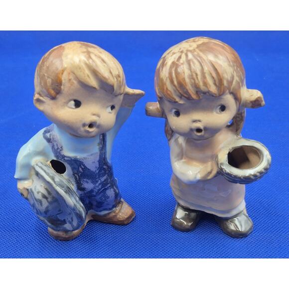 1960s UCTCI Japan Ceramic Boy w/Hat Girl w/Basket Figurines 4.5" YK - Picture 8 of 8